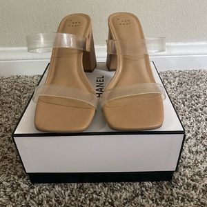 Clear block heel sandals